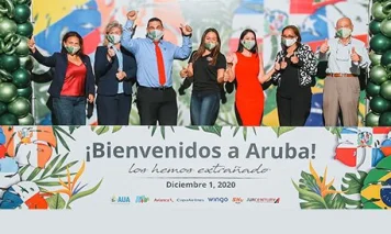 AUA Airport celebrated the re-opening of commercial traffic