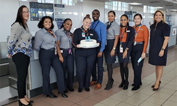 Crystal Blueversary for JetBlue at AUA Airport